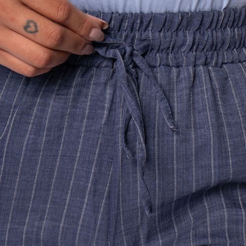 Calça Feminina Facinelli Wide Leg Cintura Alta Marinho