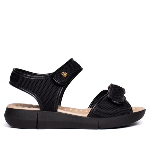 Sandália Feminina Modare Flatform Tiras Largas Preto/Bege