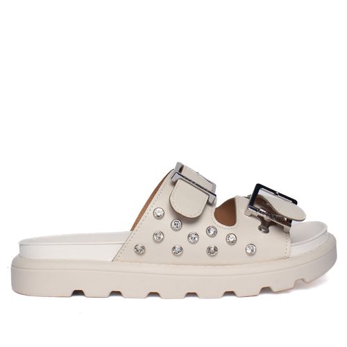 Chinelo Feminino Vizzano Flatform Fivelas Strass Off White