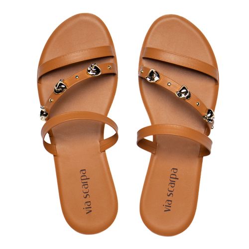 Rasteira Feminina Via Scarpa Napa Flatform Marrom