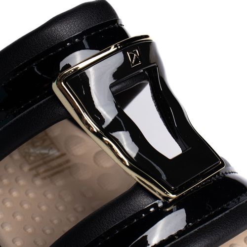 Tamanco Feminino Piccadilly Salto Anabela Verniz Preto