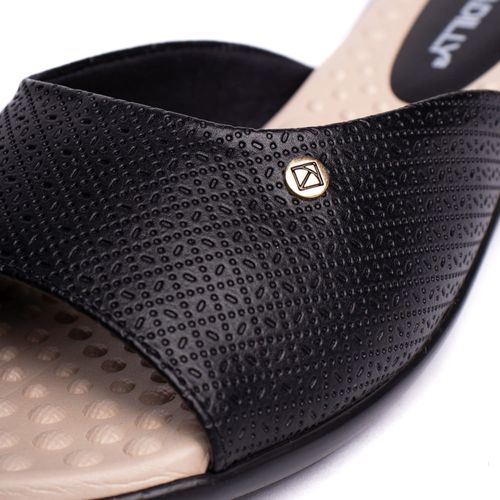 Tamanco Feminino Piccadilly Rasteira Wide Fit Preto/Bege
