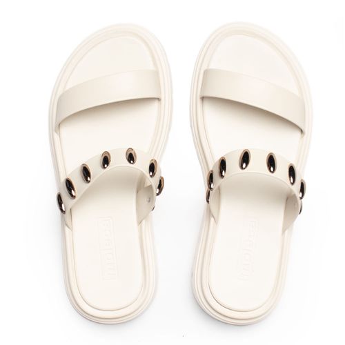 Chinelo Feminino Moleca Flatform Aplicações Branco