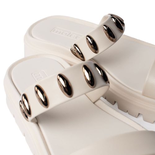 Chinelo Feminino Moleca Flatform Aplicações Branco