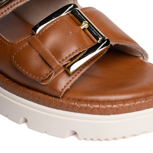 Tamanco Feminino Comfortflex com Fivelas Napa Marrom