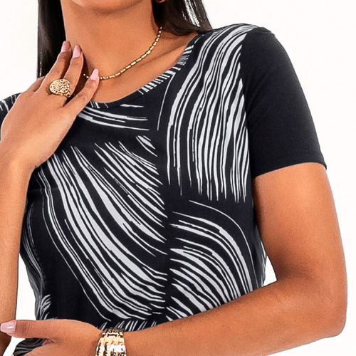 Blusa Feminina Habana Estampa Rotativa Preto/Branco