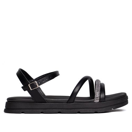 Sandália Feminina Moleca Flatform  Detalhe  Strass Preto