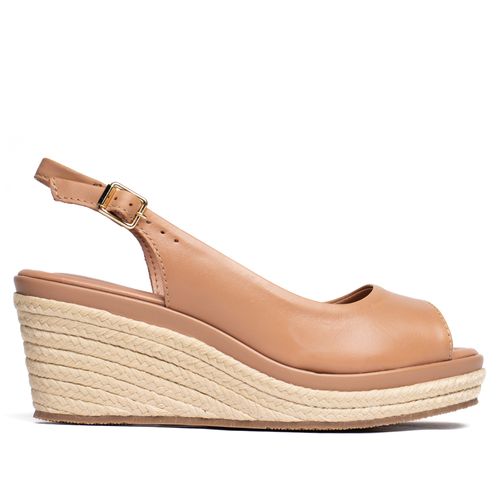 Sandália Feminina Bottero Anabela Couro Detalhe Corda