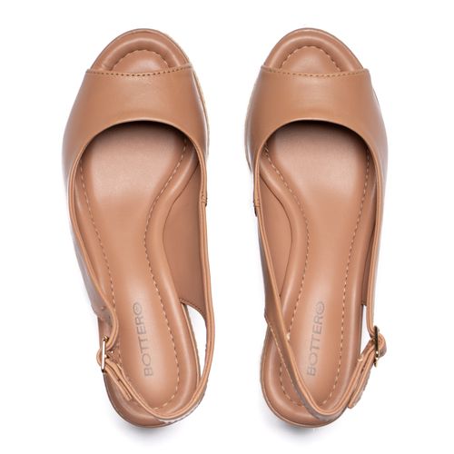 Sandália Feminina Bottero Anabela Couro Detalhe Corda