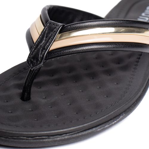 Chinelo Feminino Beira Rio com Detalhe Dourado Preto
