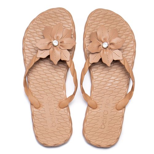 Chinelo Feminino Beira Rio de Dedo com Flor Nude