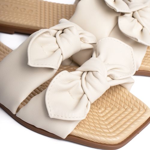 Rasteira Feminina Moleca Tiras com Laços Off White