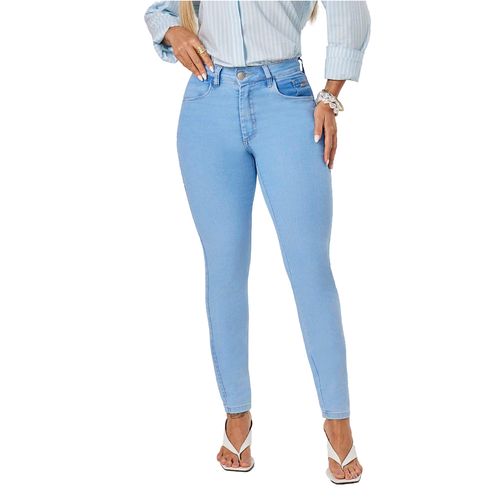 Calça Jeans Feminina Max Denim Skinny Cós Alto Up Azul Claro