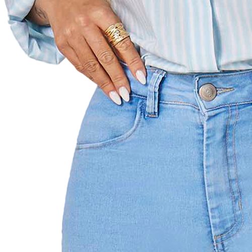 Calça Jeans Feminina Max Denim Skinny Cós Alto Up Azul Claro