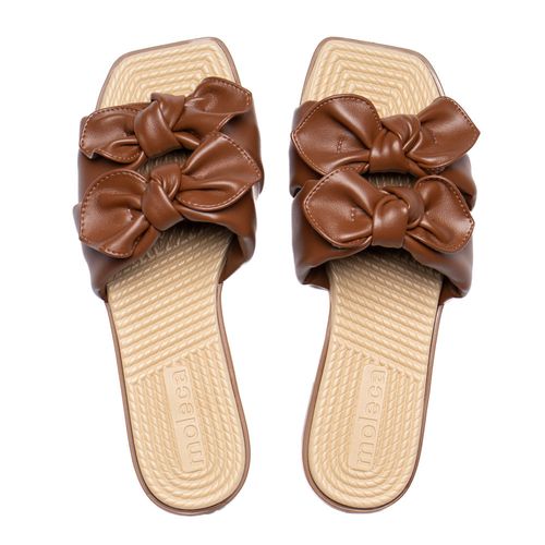 Rasteira Feminina Moleca Tiras com Laços Marrom