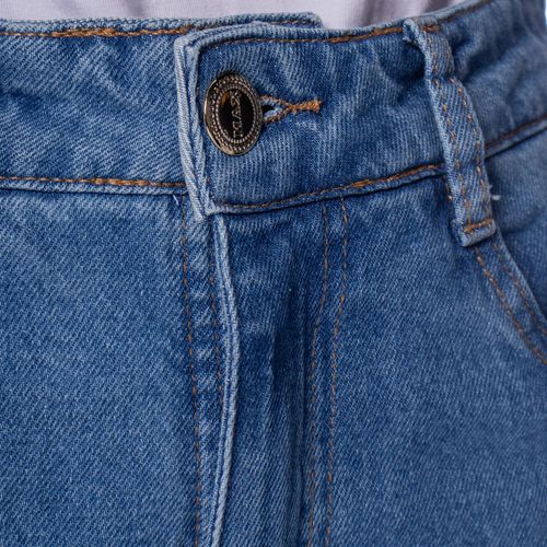 Calça Jeans Feminina Max Denim Reta Barra Desfiada Azul