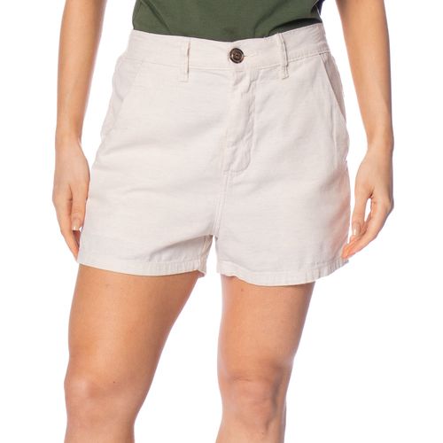 Short Feminino Max Denim Sarja com Elástico Bege Claro