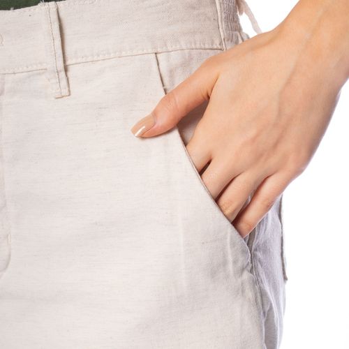 Short Feminino Max Denim Sarja com Elástico Bege Claro