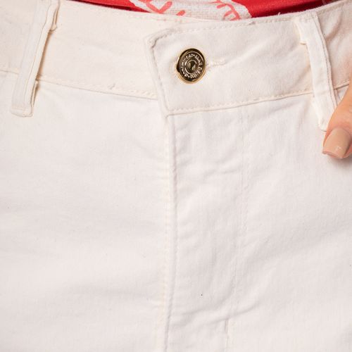 Bermuda de Sarja Feminina Max Denim Cós Alto Up Creme