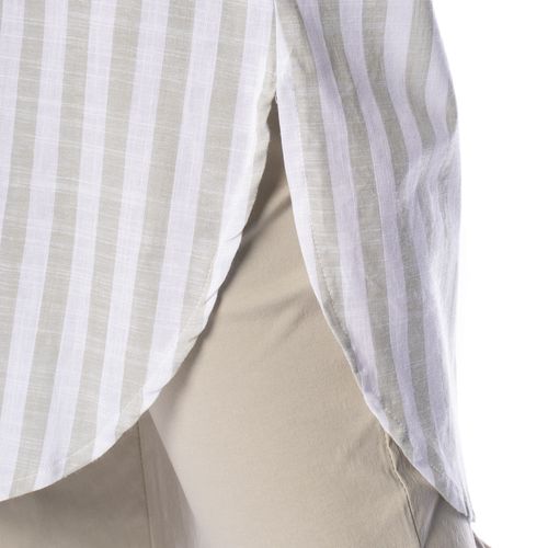 Camisa Chemise Feminina Milani Listrada em Algodão Verde/bra