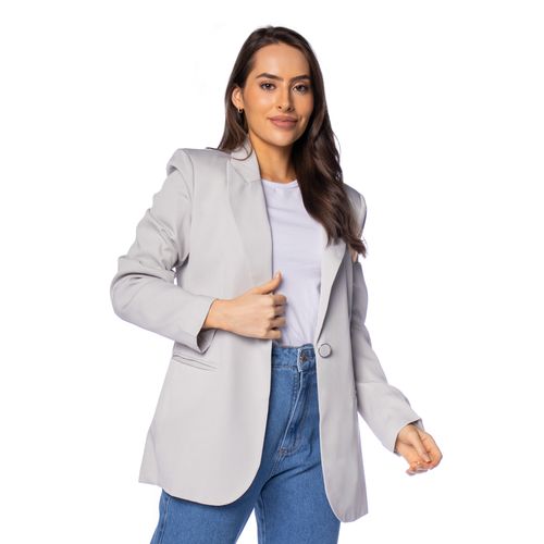 Blazer Feminino Pellini Alfaiataria com Bolsos Cinza