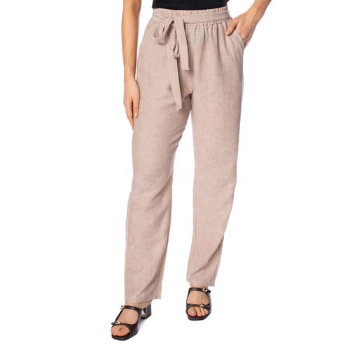 Calça Feminina Facinelli Slim com Faixa de Amarrar Areia