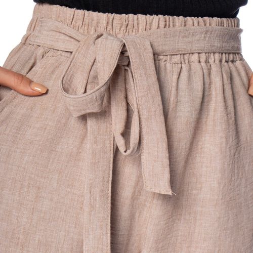 Calça Feminina Facinelli Slim com Faixa de Amarrar Areia