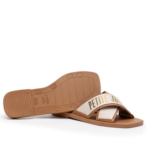 Chinelo Slide Feminino Petite Jolie Caramelo/Dourado