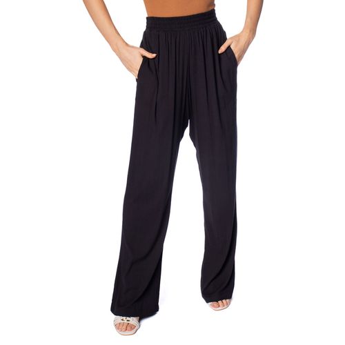 Calça Feminina Giraffe Reta Viscose com Elástico Preto
