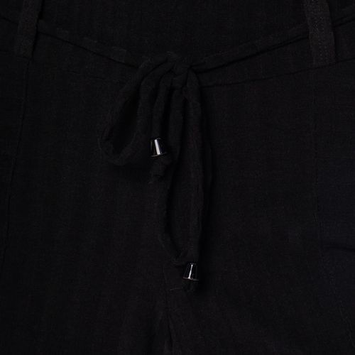 Bermuda Feminina Bruna e Bia Canelada Cordão e Bolsos Preto