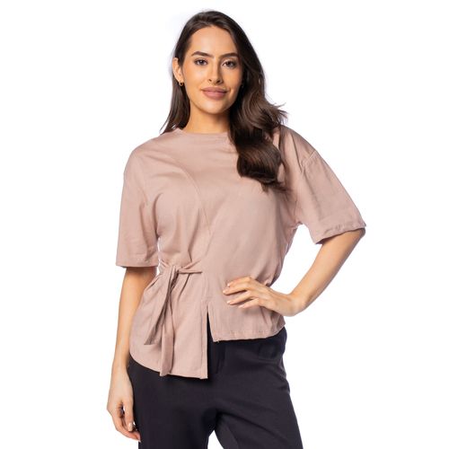 Blusa Feminina Babicat Assimétrica com Amarração Nude