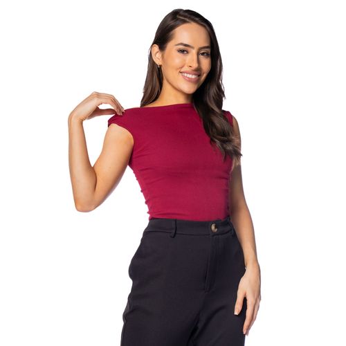 Blusa Feminina LZT Ribana Ombro Único Vinho