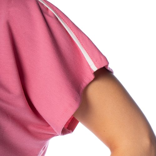 Blusa Feminina Giraffe Manga Curta com Filete na Manga Rosa