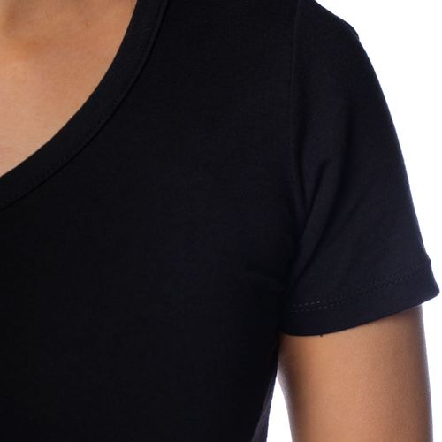 Blusa Feminina Rechsul Gola V Manga Curta Preto