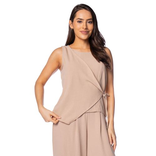 Blusa Feminina Giraffe Envelope com Amarração Bege