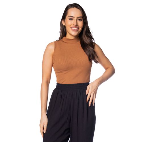 Regata Cropped Feminina LTZ Texturizada Caramelo