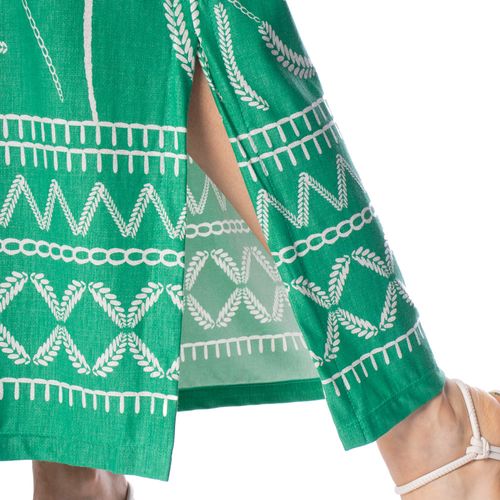 Vestido Midi Feminino Averzzy Estampado com Fendas Verde