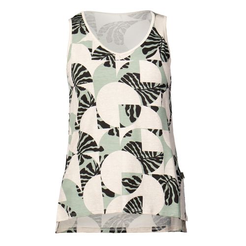 Regata Feminina Bruna e Bia Sobre Legging Estampada Bege