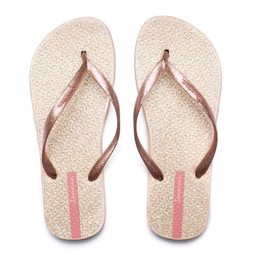 Chinelo Feminino Grendene/Ipanema Glitter Rosa Claro/Bege