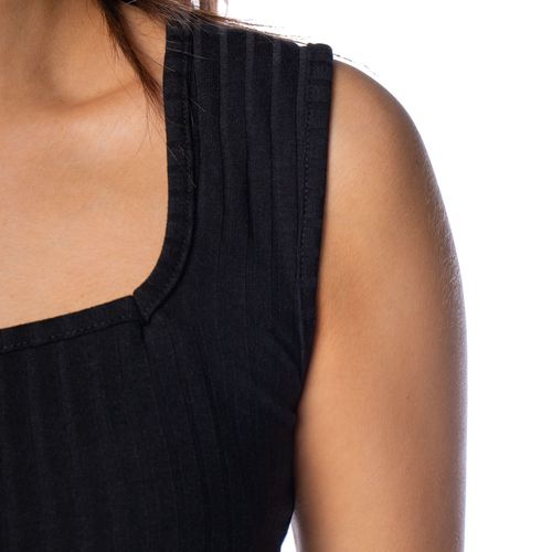 Regata Feminina LZT Canelada Decote Quadrado Preto