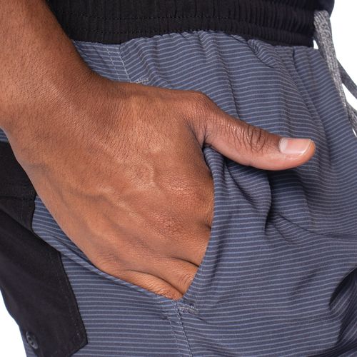 Short Masculino Nicoboco Estampa Listrada Cinza Escuro/preto