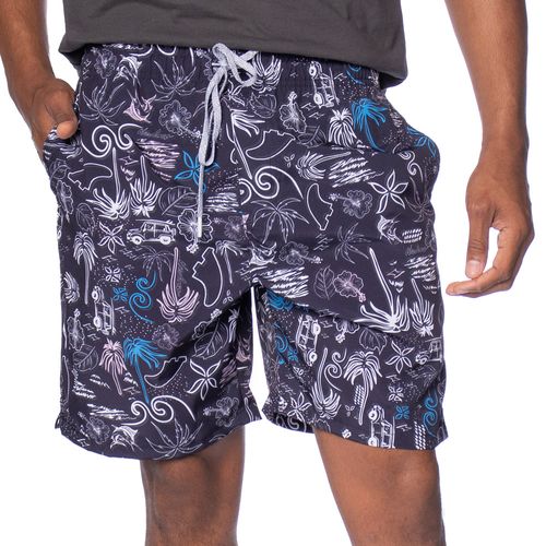 Short Masculino Nicoboco Estampa Praiana Preto/branco