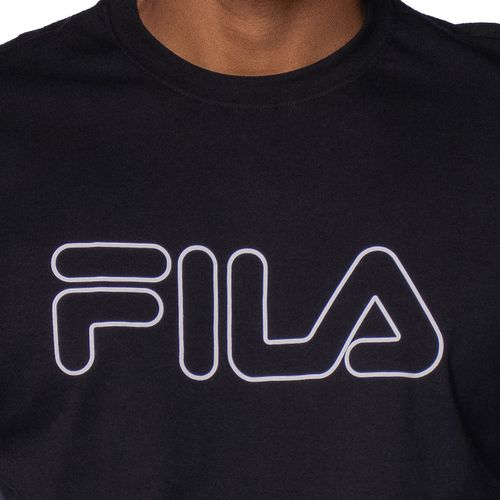 Camiseta Masculina Fila Letter Outline Slim Preto/Branco