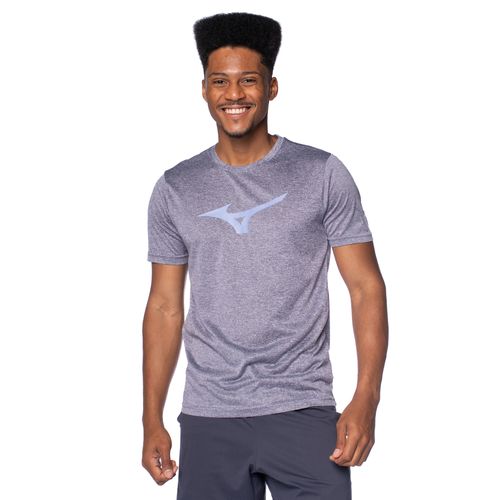 Camiseta Masculina Mizuno Spark Corrida Cinza Mescla/Roxo