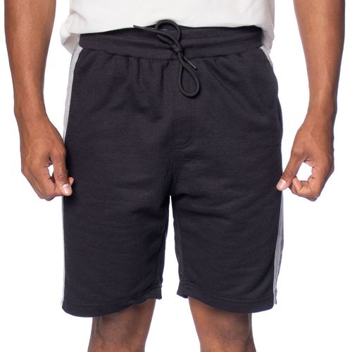 Bermuda Masculina Gangster Moletom Listras Preto Cinza