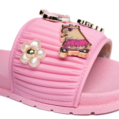 Chinelo Infantil Molekinha Slide Capivara Rosa