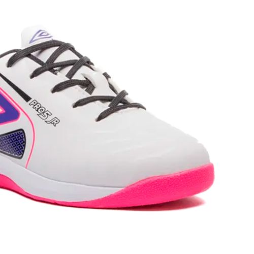 Chuteira Futsal Infantil Umbro Pro 5 Jr Branco/Roxo