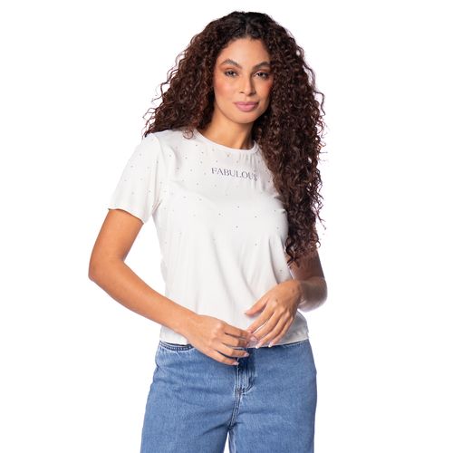 Blusa Feminina Endless Fabulous com Strass Off White