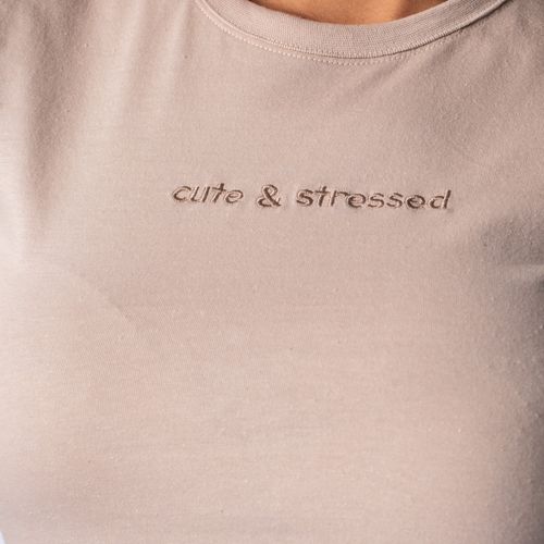 Camiseta Feminina Feliny Cute & Stressed Areia