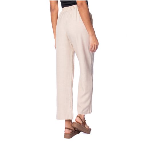 Calça Feminina Facinelli Wide Leg Fluida Com Elástico Caqui